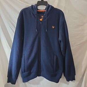 Hawx Men's Thermal Sherpa Lined Hooded Work Jacket‎  Size M Blue Full-zip Waffle